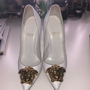 Versace white leather shoes